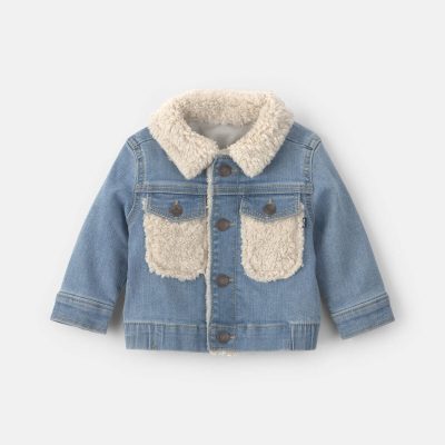 Baby Teddy Fleece-Lined Denim Jacket - Medium Wash
