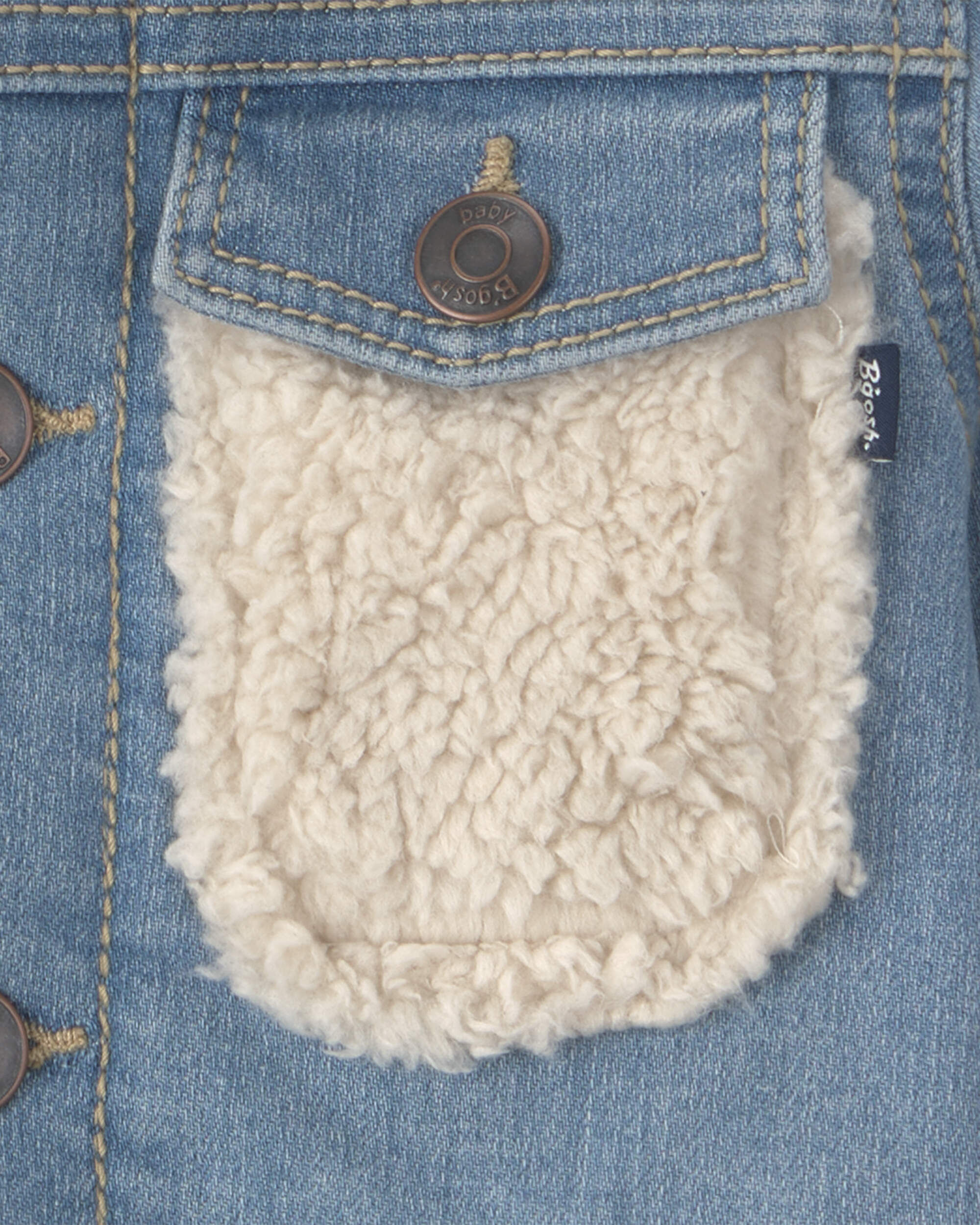 Baby Teddy Fleece-Lined Denim Jacket - Medium Wash - Image 4