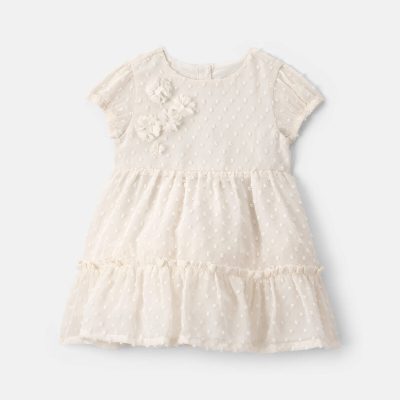 Baby Girl Swiss Dot Occasion Dress - Cream