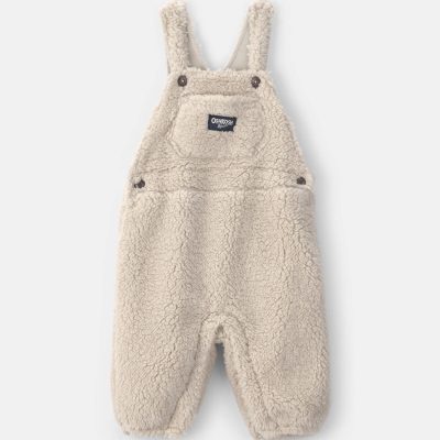 Baby Teddy Fleece Overalls - Cream