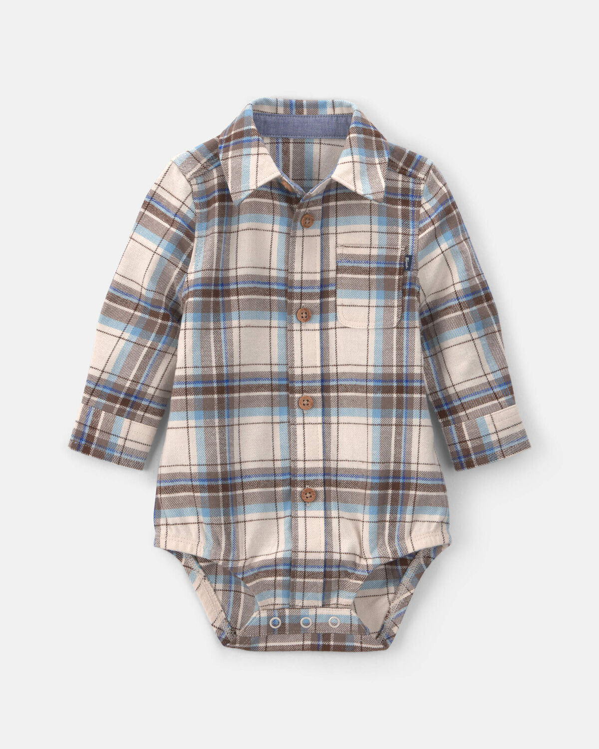 Baby Boy Plaid Long-Sleeve Fashion Bodysuit - Grey/Blue