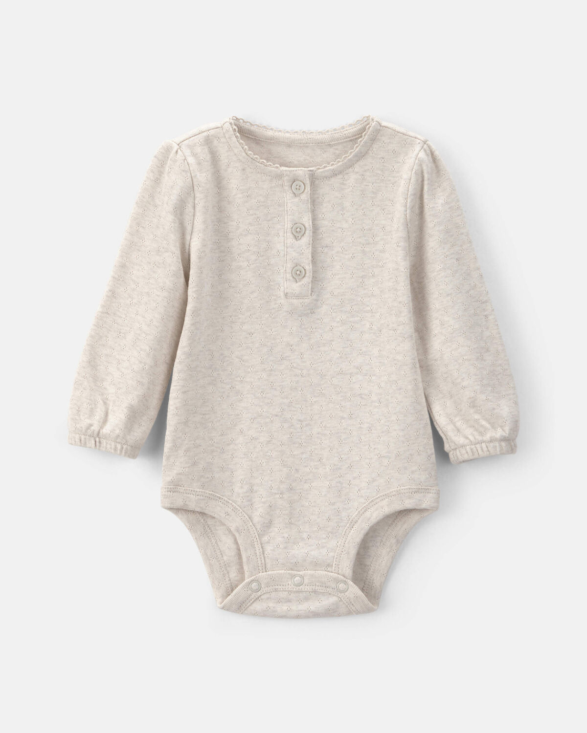 Baby Girl Ribbed Long-Sleeve Bodysuit - Cream