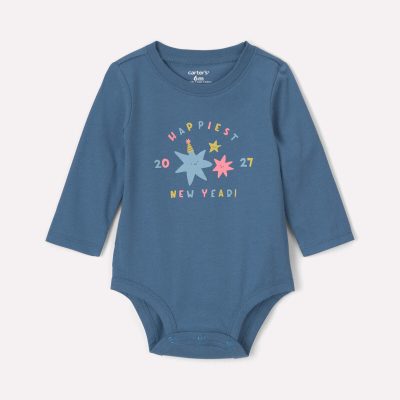Baby 'Happiest New Year 2027' Long-Sleeve Graphic Bodysuit - Blue