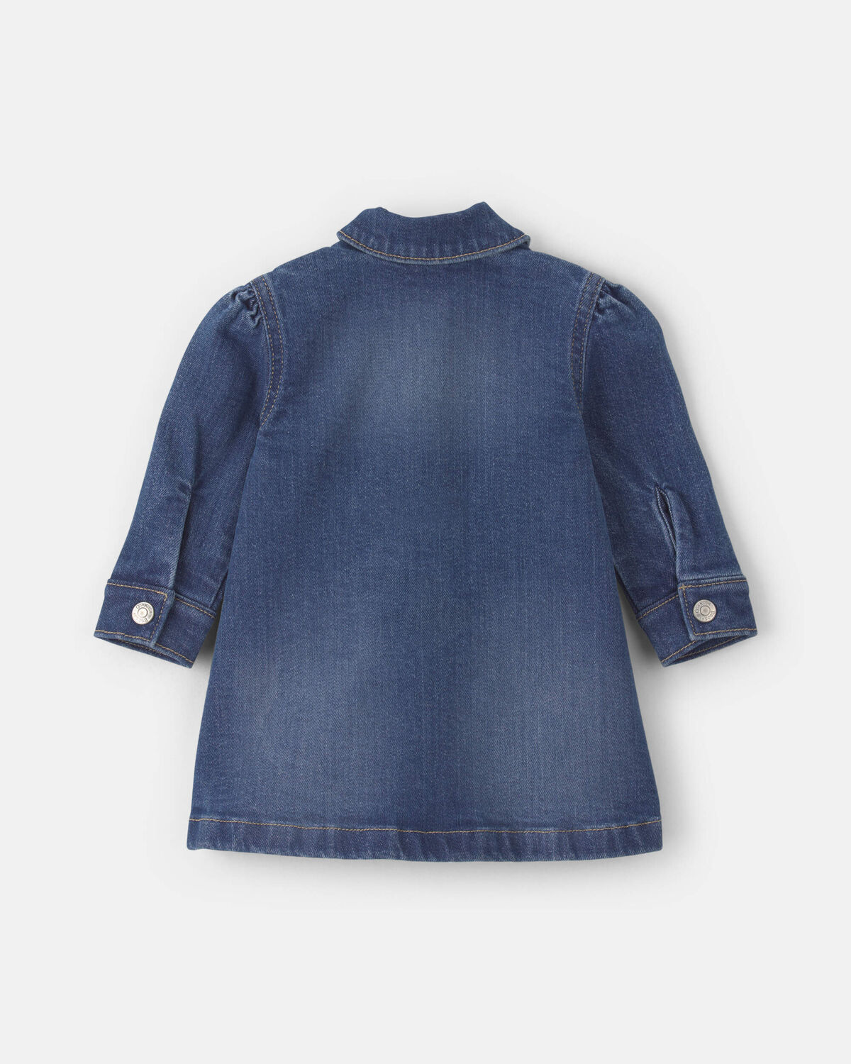 Baby Girl Long-Sleeve Denim Dress - Dark Wash - Image 2