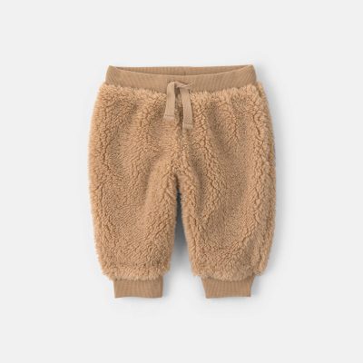 Baby Teddy Fleece Joggers - Brown