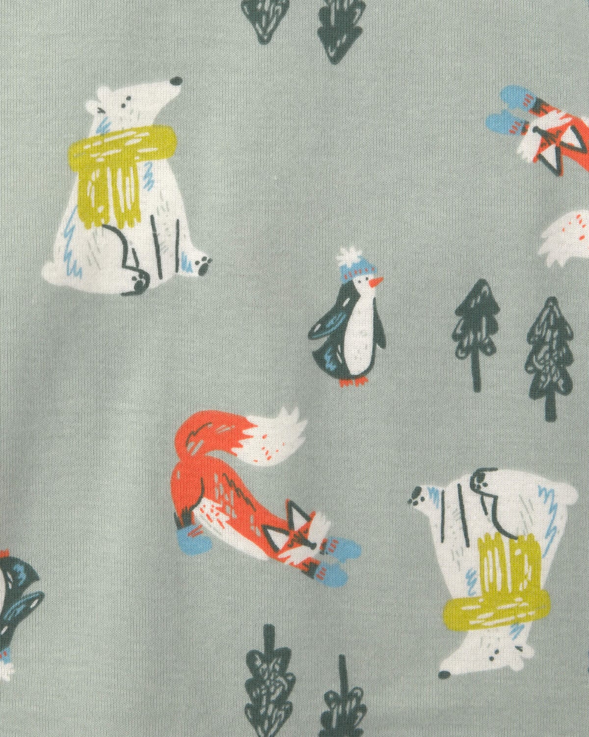 Baby Boy Polar Bear 100% Cotton 4-Piece Pajama Set - Blue/Grey - Image 5