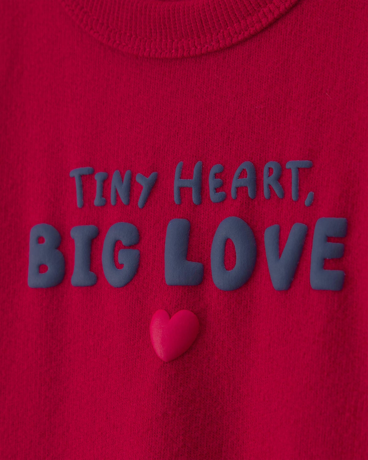 Baby 'Tiny Heart Big Love' Valentine's Day French Terry Long-Sleeve Jumpsuit - Red - Image 3
