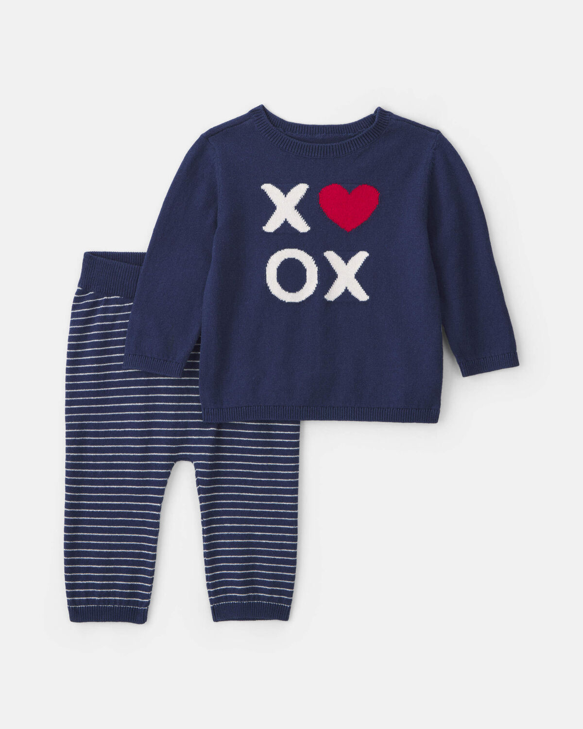 Baby Boy 2-Piece Heart 'XOXO' Valentine's Day Long-Sleeve Top & Pant Set - Navy Blue