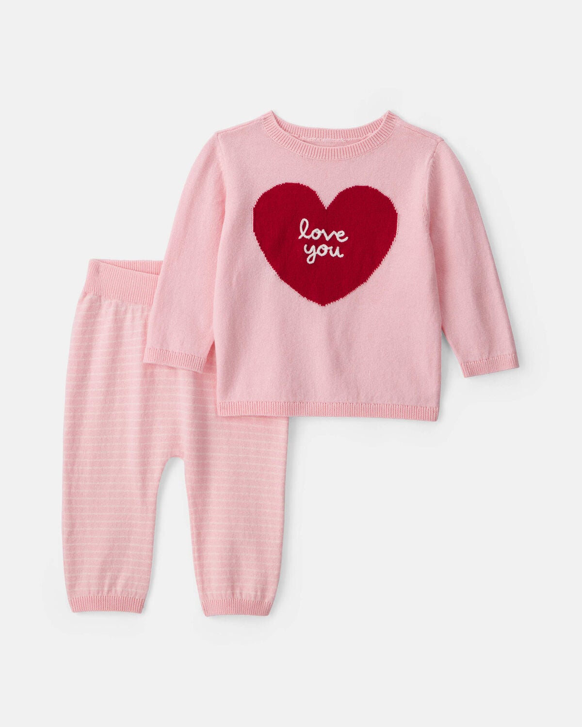 Baby Girl 2-Piece Valentine's Day Long-Sleeve Top & Pant Set - Pink/Red