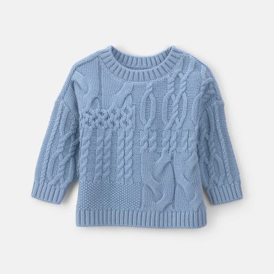 Baby Boy Cable Knit Sweater - Blue