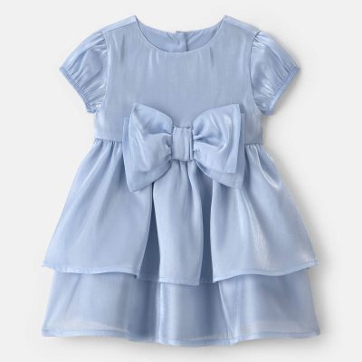 Baby Girl Bow Occasion Dress - Blue