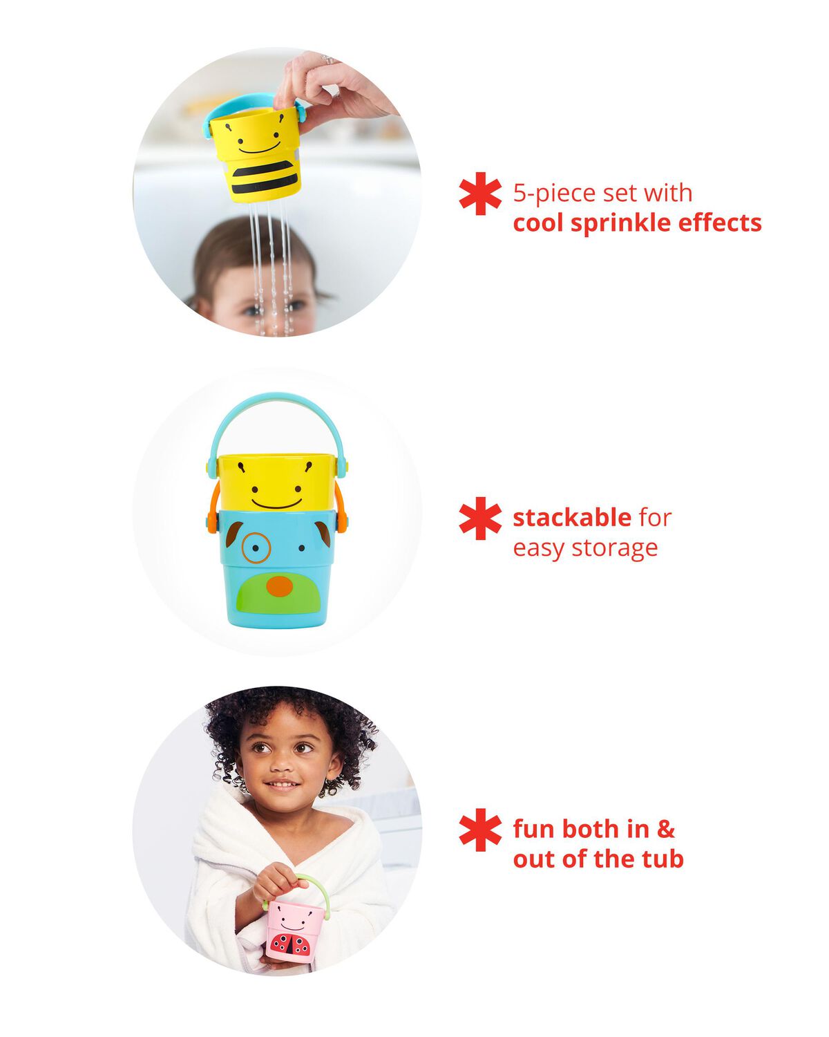 ZOO® Stack & Pour Buckets Baby Bath Toy - Image 3