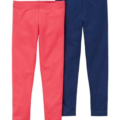 Baby 2-Pack Red & Navy Cotton Stretch Leggings