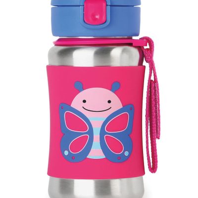 Zoo Stainless Steel Little Kid Straw Bottle - Butterfly