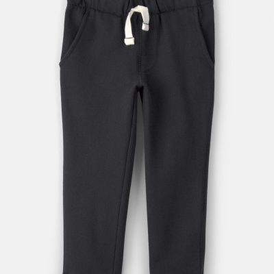 Toddler Boy Pull-On French Terry Pants - Black