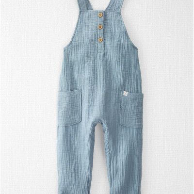 Toddler Organic Cotton Gauze Overalls - Blue