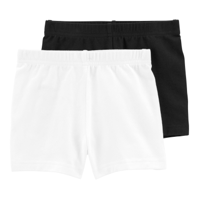 Toddler Girl 2-Pack Cartwheel Shorts - Black/White