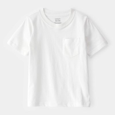 Toddler Solid Short-Sleeve Pocket Tee - White