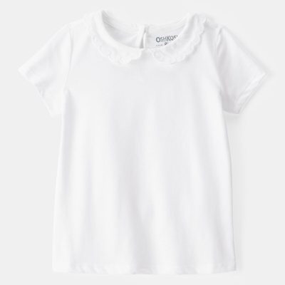 Toddler Scalloped Collar Short-Sleeve Top - White