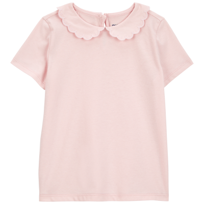 Toddler Scalloped Collar Short-Sleeve Top - Pink
