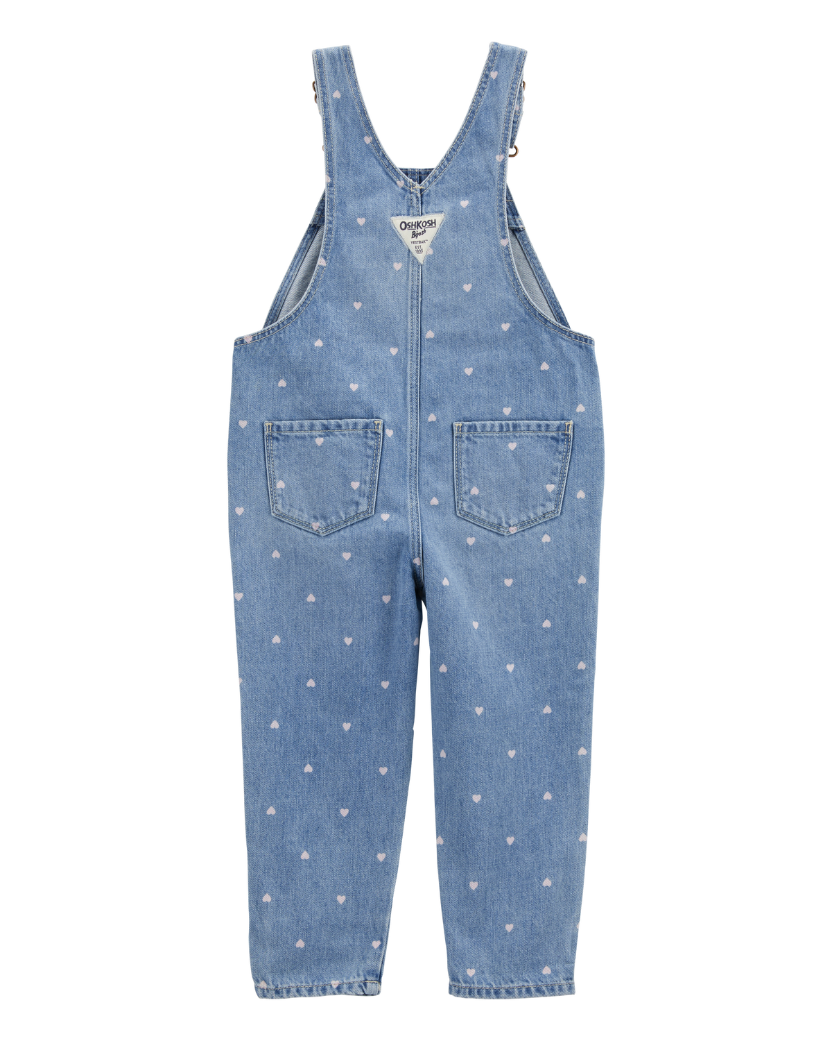 Toddler Heart-Print Knit Denim Overalls - Blue - Image 2