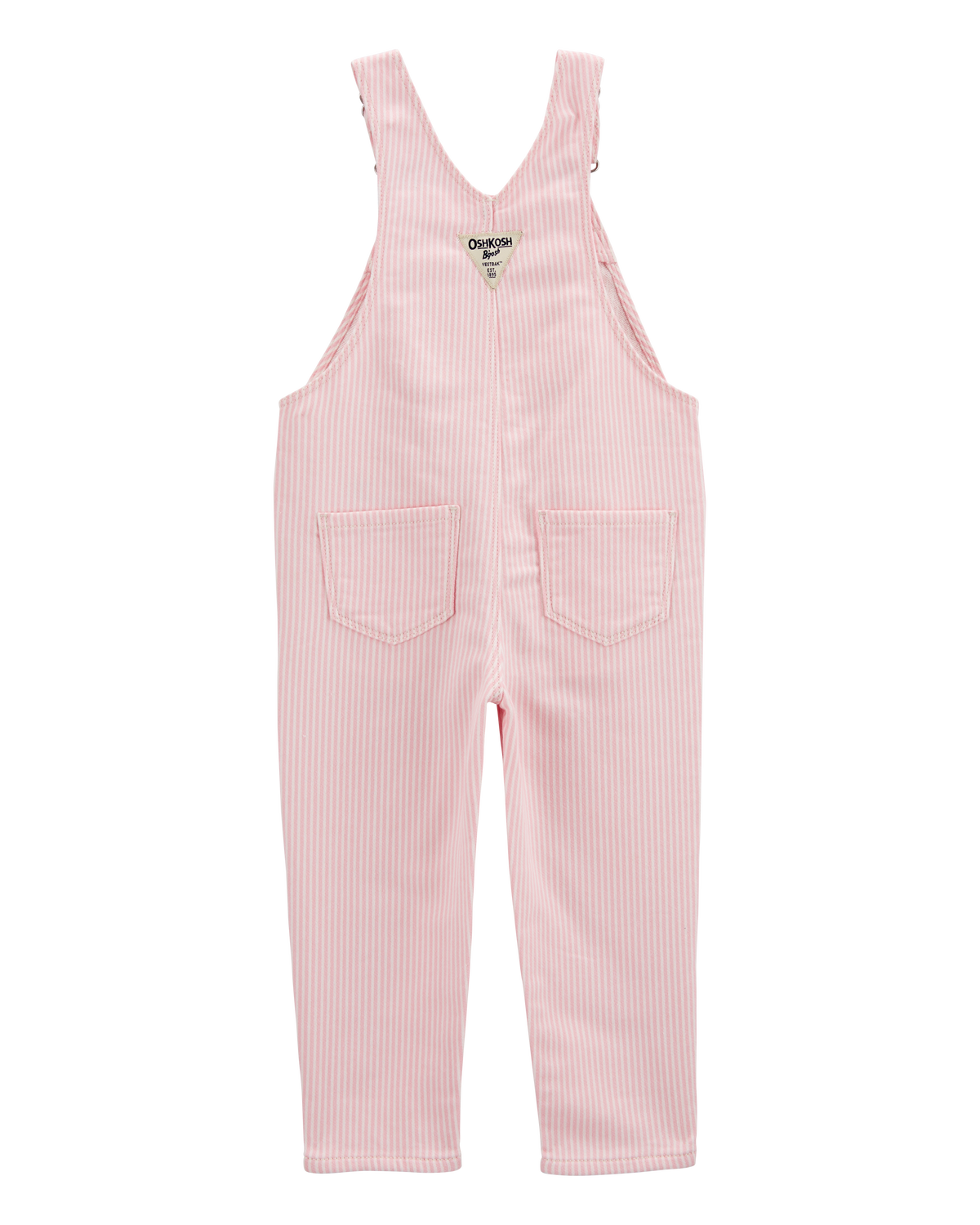 Toddler Knit Denim Hickory Stripe Overalls - Pink - Image 2