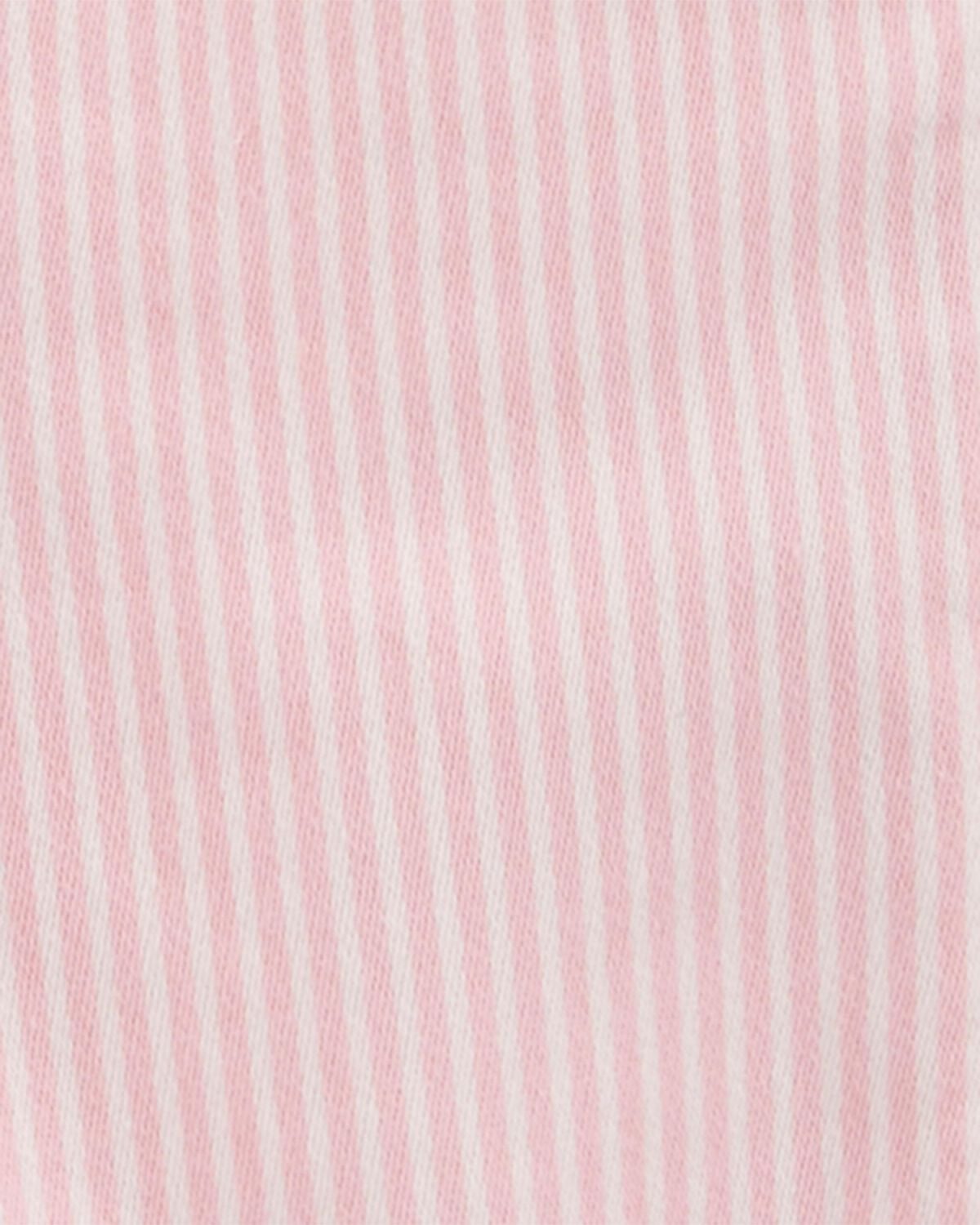 Toddler Knit Denim Hickory Stripe Overalls - Pink - Image 3