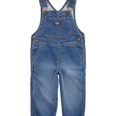 Toddler Stretch Denim Overalls - Medium Wash