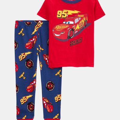 Toddler Boy Cars Snug Fit Cotton 2-Piece Pajamas - Red