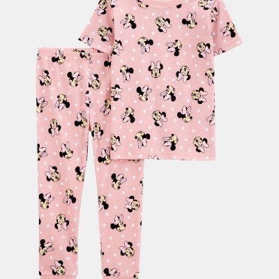 Toddler Girl Minnie Mouse Snug Fit Cotton 2-Piece Pajamas - Pink