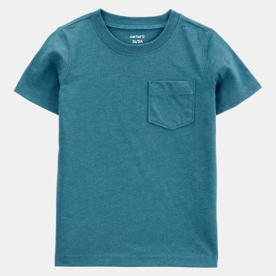Toddler Boy Solid Short-Sleeve Pocket Tee - Teal