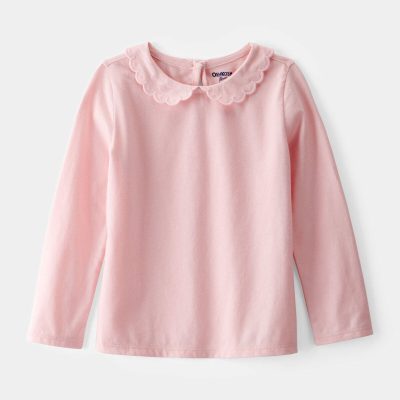 Toddler Scalloped Collar Long-Sleeve Shirt - Pink