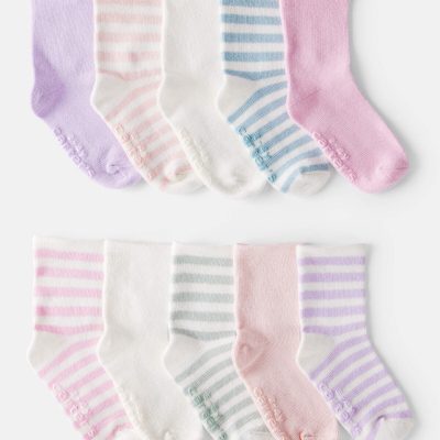 Toddler Girl 10-Pack Striped Crew Socks