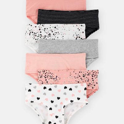 Toddler Girl 7-Pack Heart Print Brief Underwear - Pink/Black