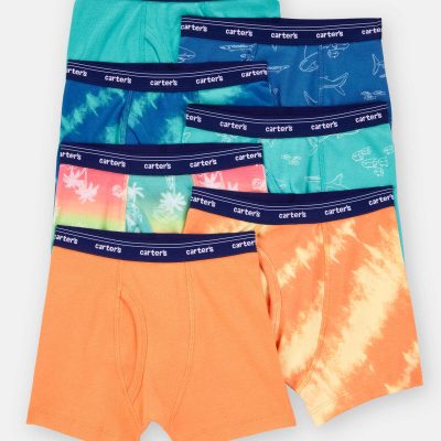 Toddler Boy 7-Pack Tropical Boxer Brief Underwear - Blue/Orange