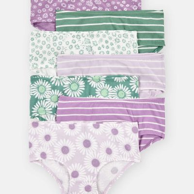 Toddler Girl 7-Pack Floral Brief Underwear - Purple/Green/White