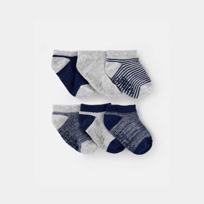 Toddler Boy 6-Pack No Show Socks - Grey/Navy
