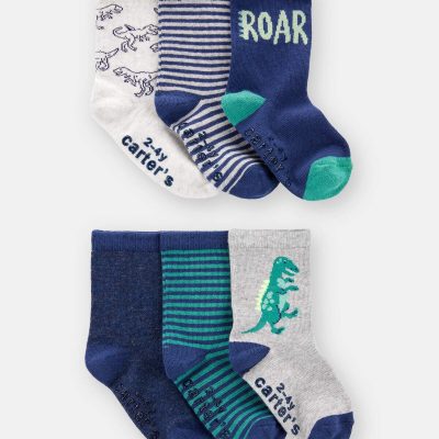 Toddler Boy 6-Pack Dinosaur Print Crew Socks
