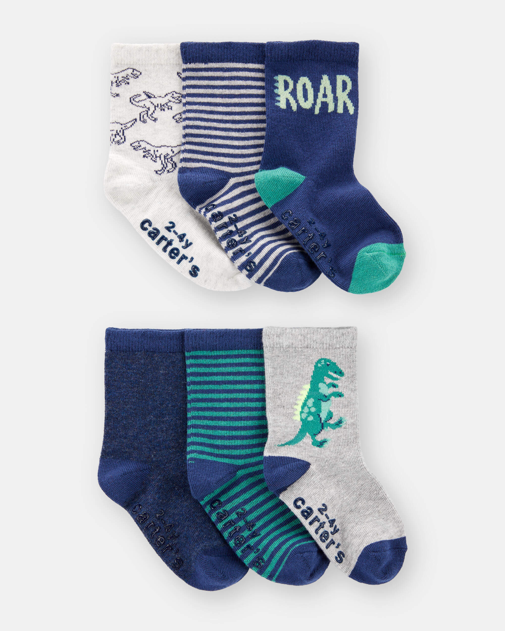 Toddler Boy 6-Pack Dinosaur Print Crew Socks - Image 2