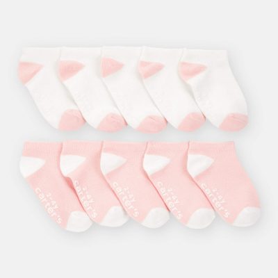 Toddler Girl 10-Pack No Show Socks - Pink/White