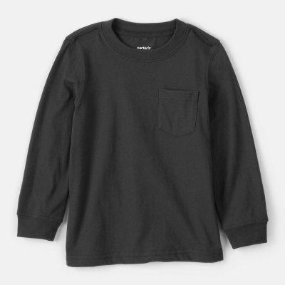 Toddler Boy Long-Sleeve Pocket Tee - Black