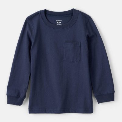 Toddler Boy Long-Sleeve Pocket Tee - Navy