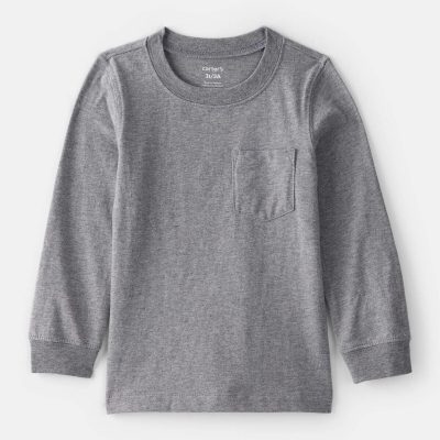 Toddler Boy Long-Sleeve Pocket Tee - Grey
