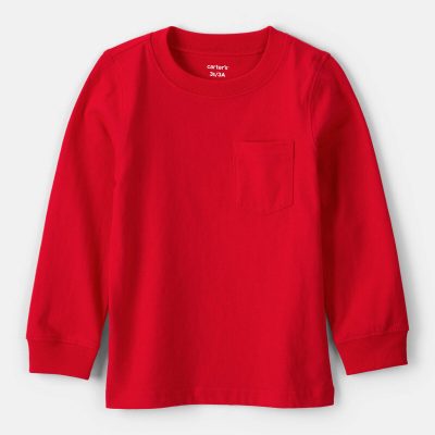 Toddler Boy Long-Sleeve Pocket Tee - Red