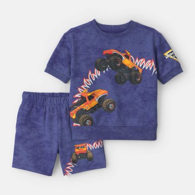 Toddler Boy 2-Piece Monster Truck French Terry Top & Short Set - Blue