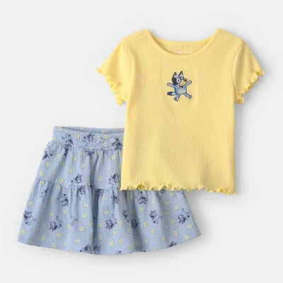 Toddler Girl 2-Piece Bluey™ Top & Skort Set - Yellow/Blue