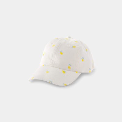 Toddler Girl Lemon Baseball Hat - White