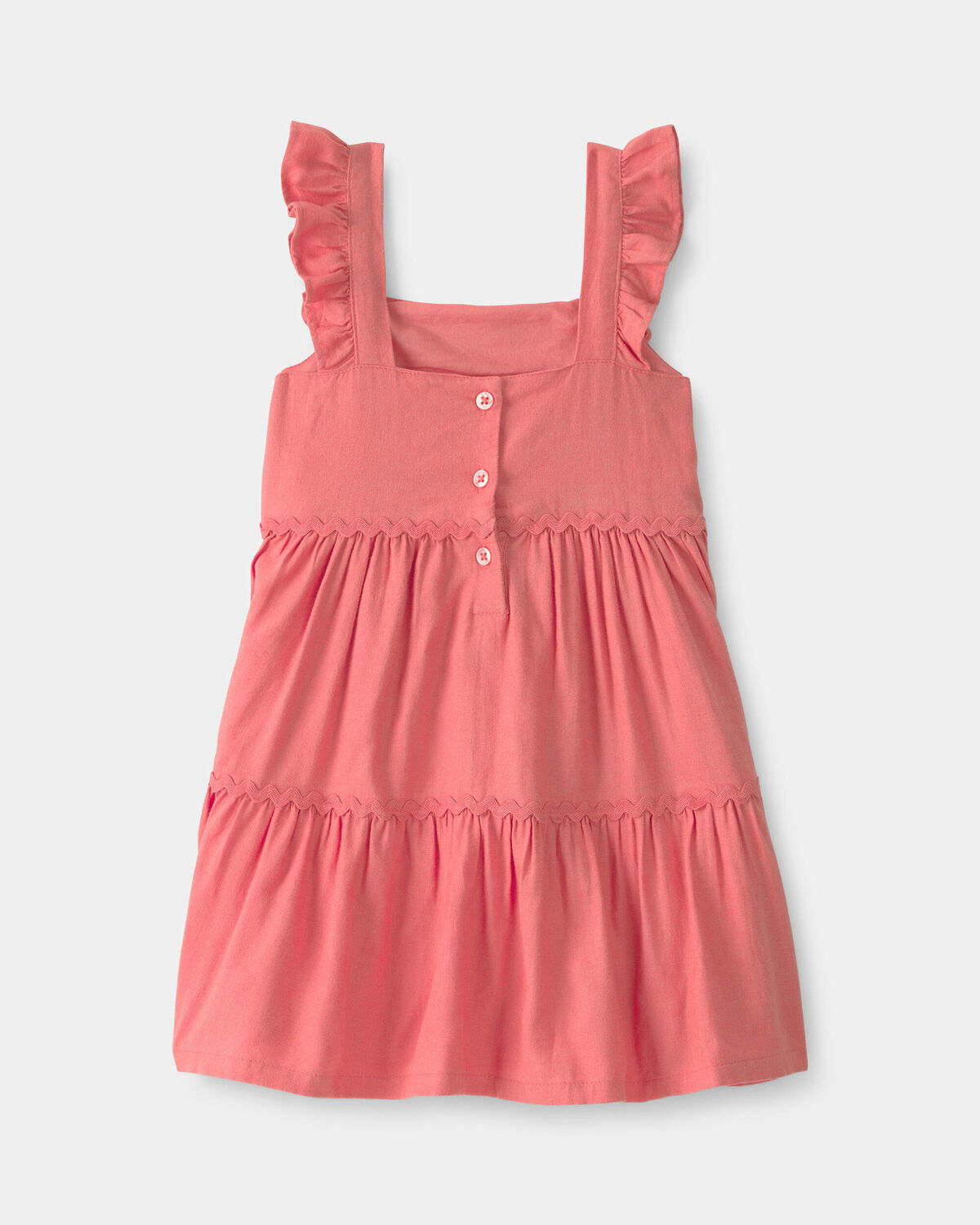 Toddler Girl Ruffle-Sleeve Tiered Dress - Coral - Image 2