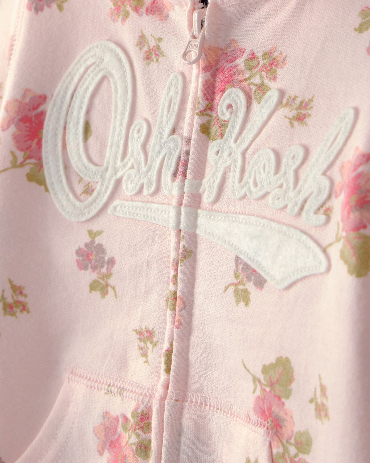 Toddler Girl Floral OshKosh Logo Zip-Up Hoodie - Pink - Image 2