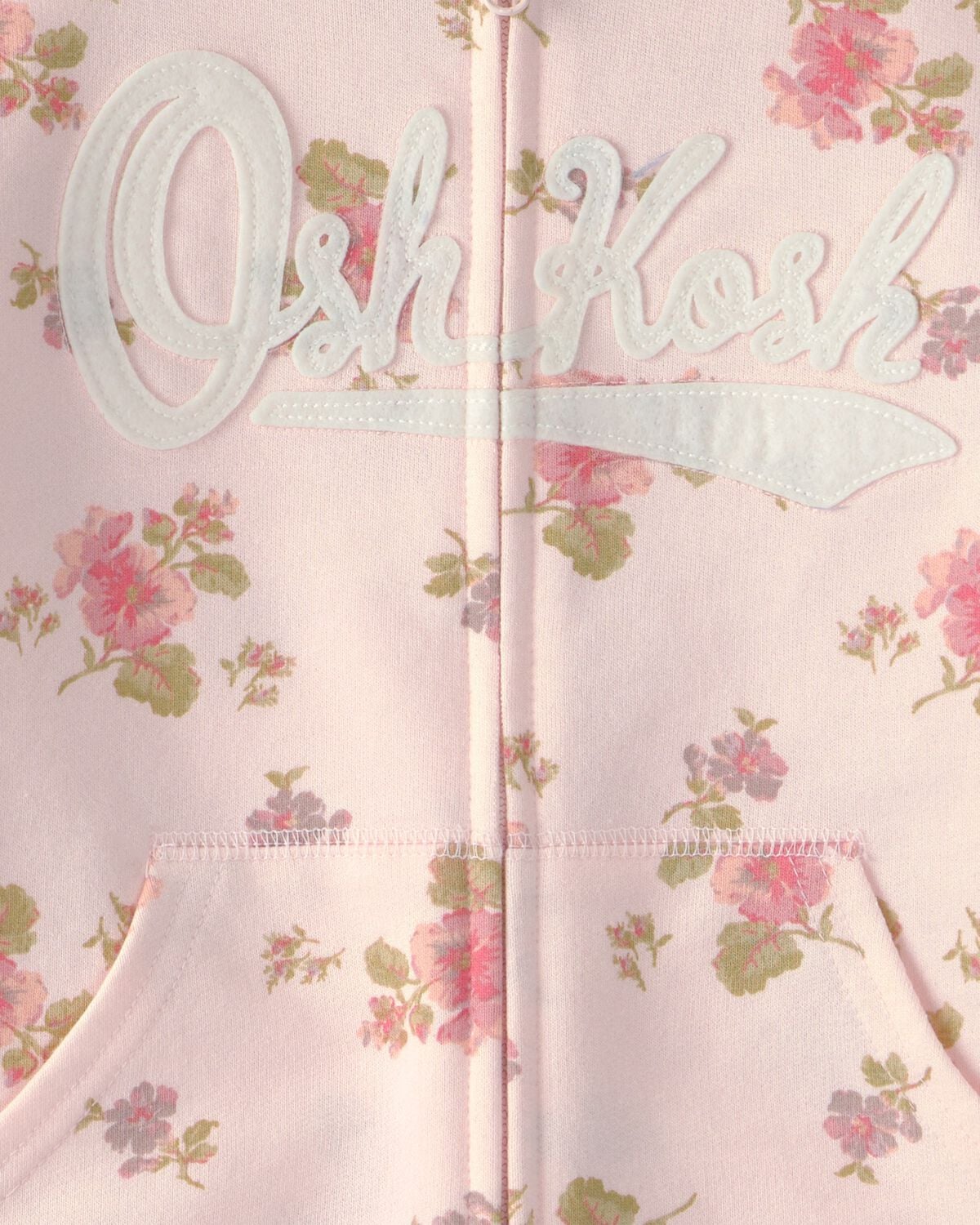 Toddler Girl Floral OshKosh Logo Zip-Up Hoodie - Pink - Image 3